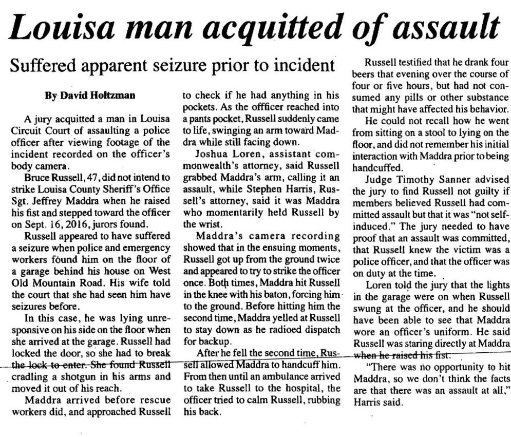 Stephen Harris defends Louisa man accused of assault